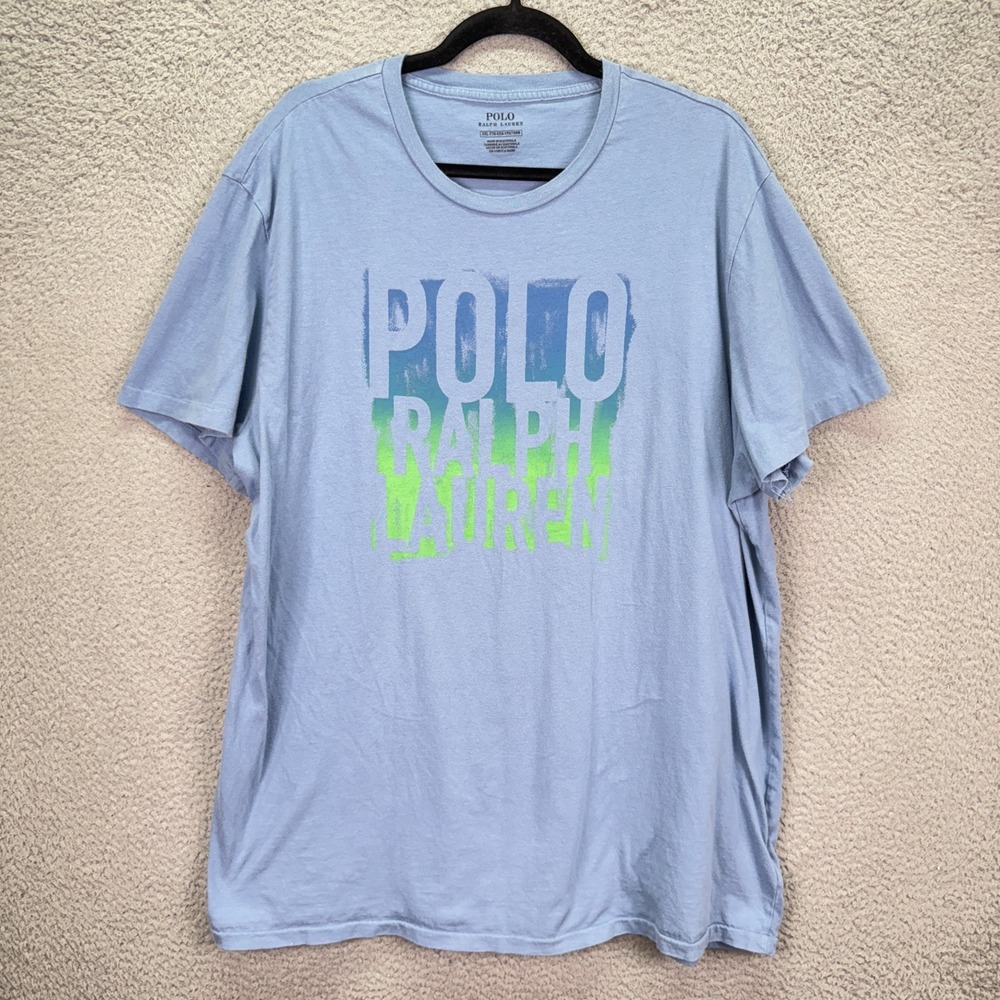 Polo Ralph Lauren Tshirt Mens XXL Blue Crewneck Preppy Lounge Active Everyday‎